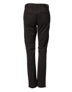Sun68 Dark Brown Cotton Stretch Straight Mid Waist Trouser Pants - Zeiniez