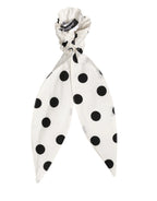 Dolce & Gabbana Scrunchie White Cotton Polka Dot Scarf Tie Accessory Hair - Zeiniez