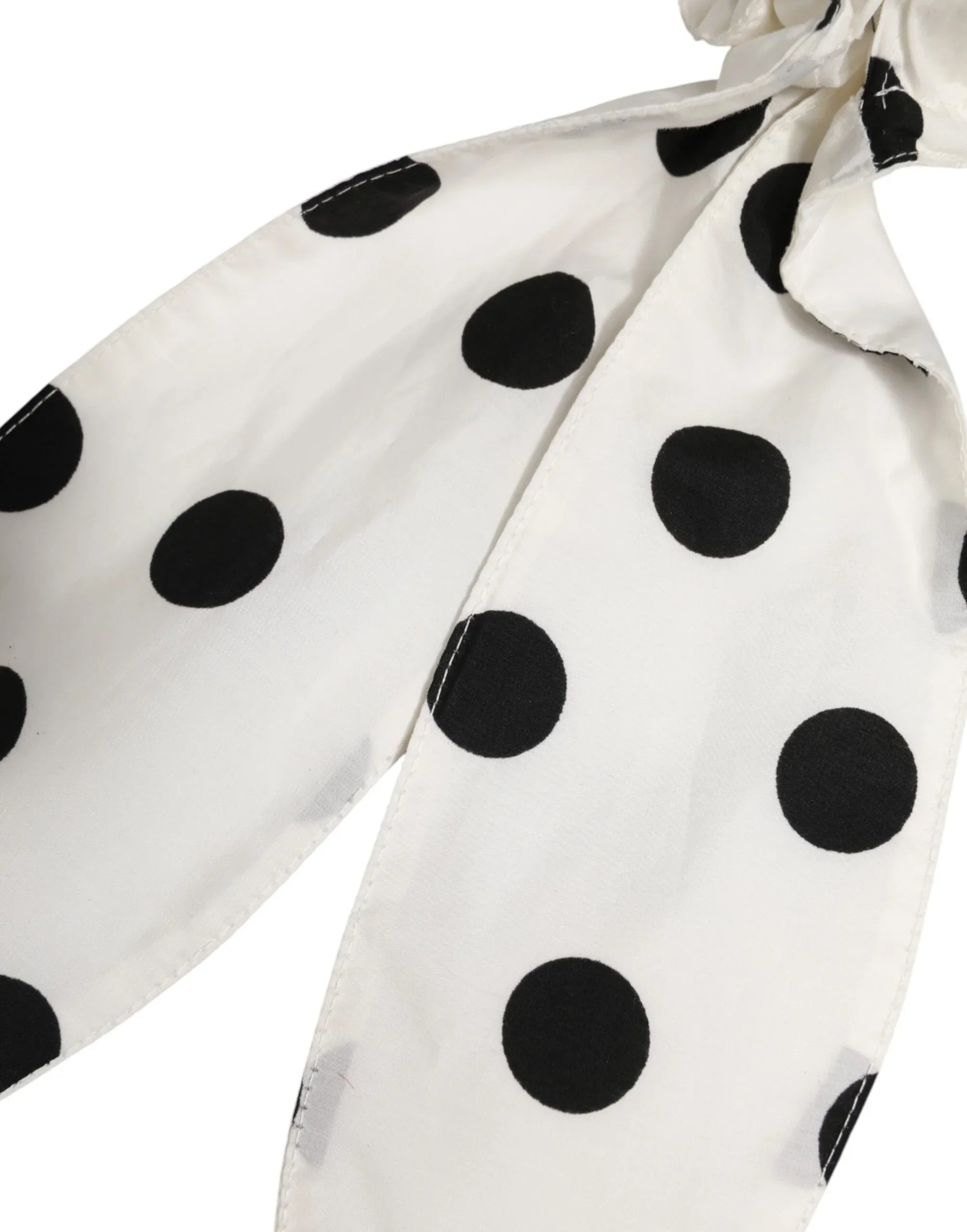 Dolce & Gabbana Scrunchie White Cotton Polka Dot Scarf Tie Accessory Hair - Zeiniez