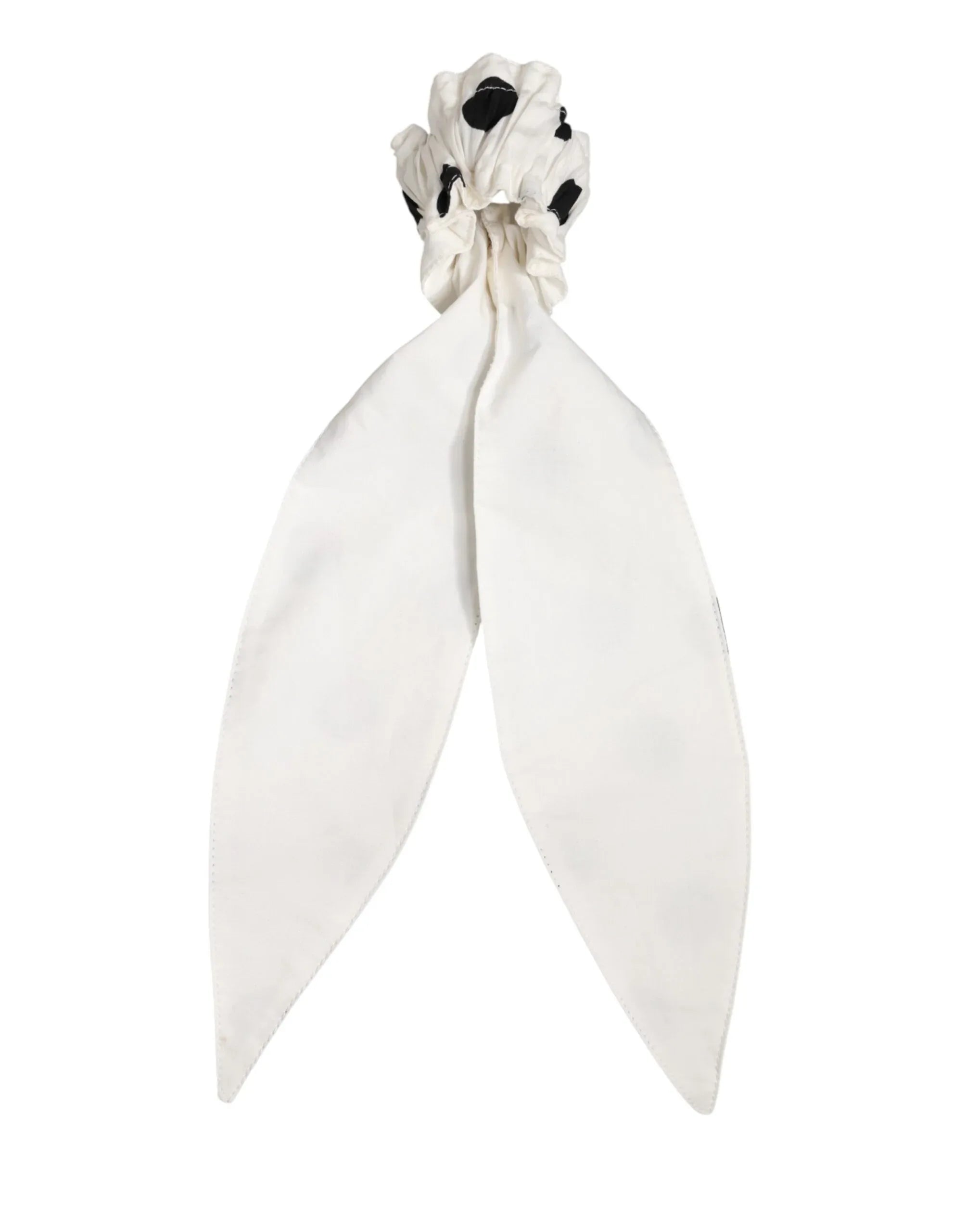 Dolce & Gabbana Scrunchie White Cotton Polka Dot Scarf Tie Accessory Hair - Zeiniez
