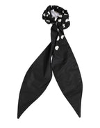 Dolce & Gabbana Black Cotton Polka Dot Scarf Tie Accessory Hair Scrunchie - Zeiniez