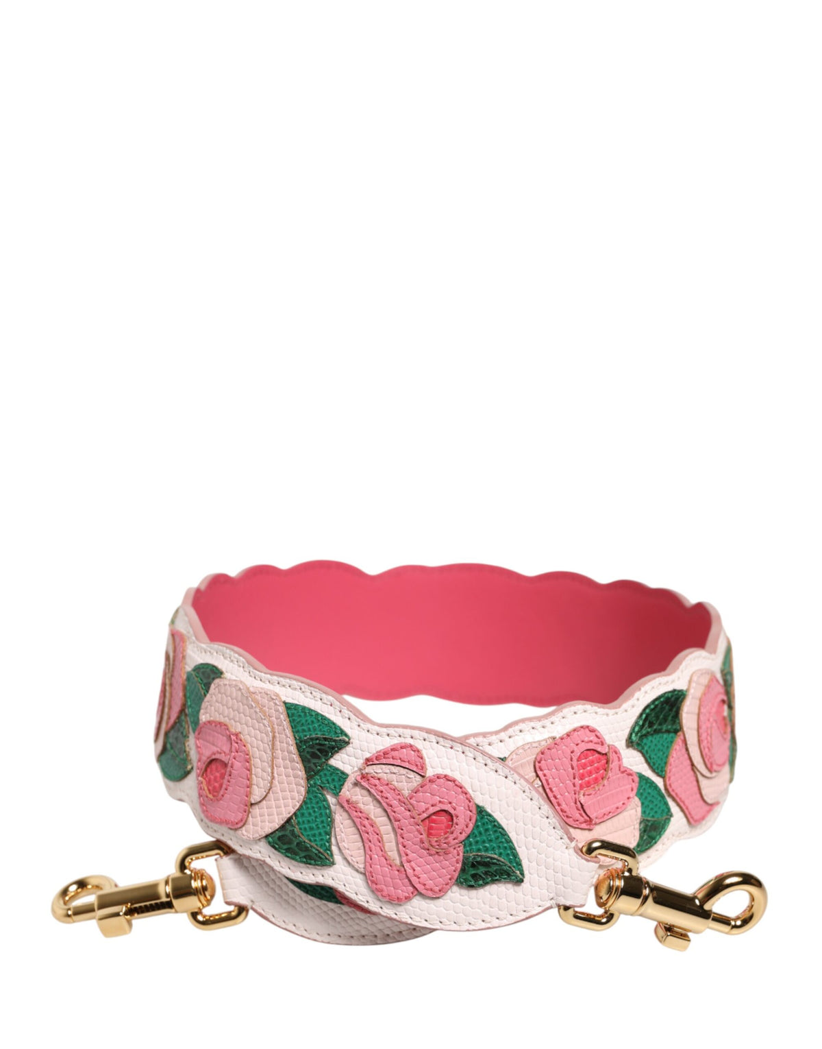 Dolce & Gabbana Strap White Floral Calf Leather Bag Accessory Shoulder
