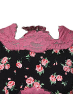 Dolce & Gabbana Black Pink Floral Lace Silk Sheath Dress - Zeiniez