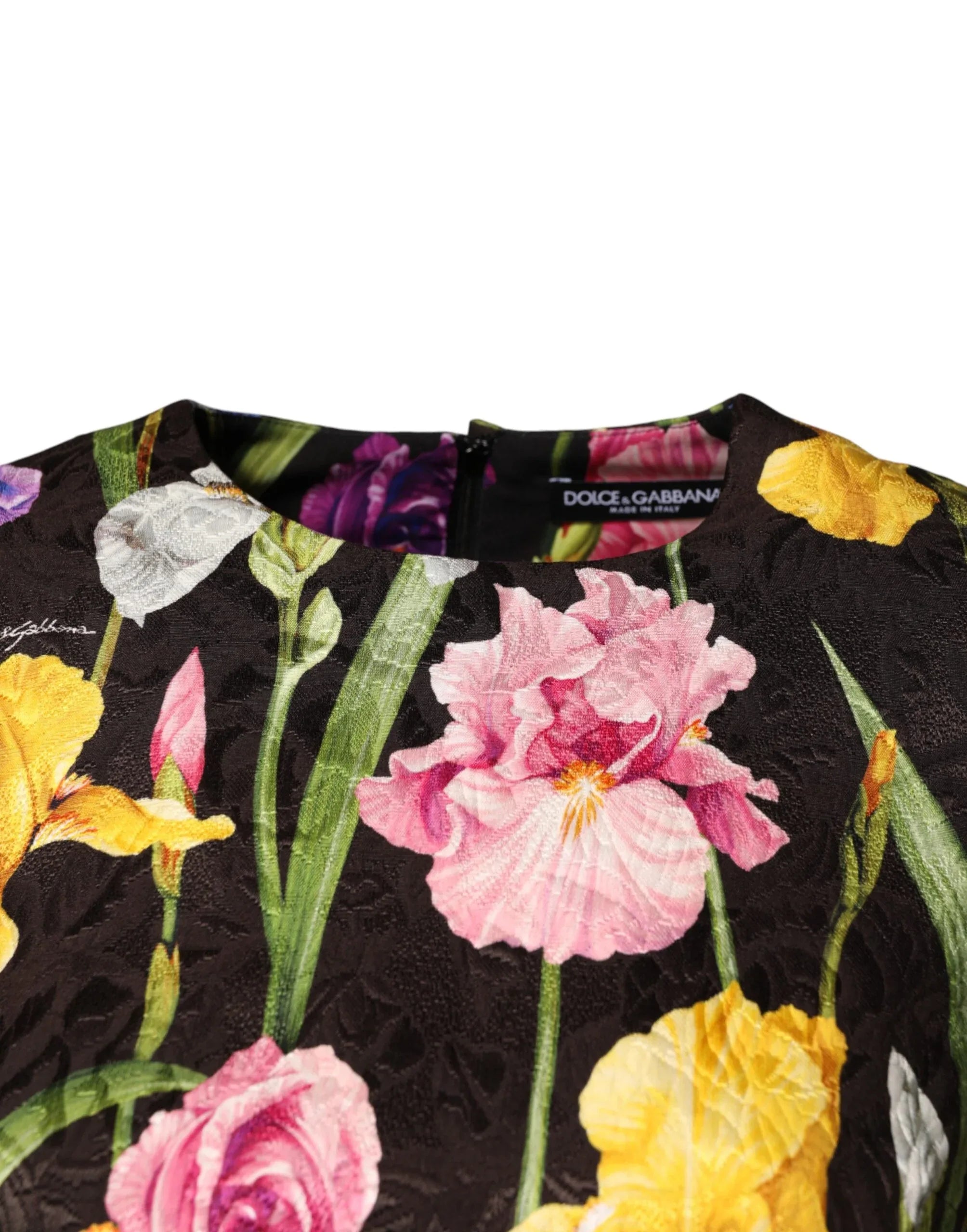 Dolce & Gabbana Black Floral Brocade A-line Mini Dress - Zeiniez