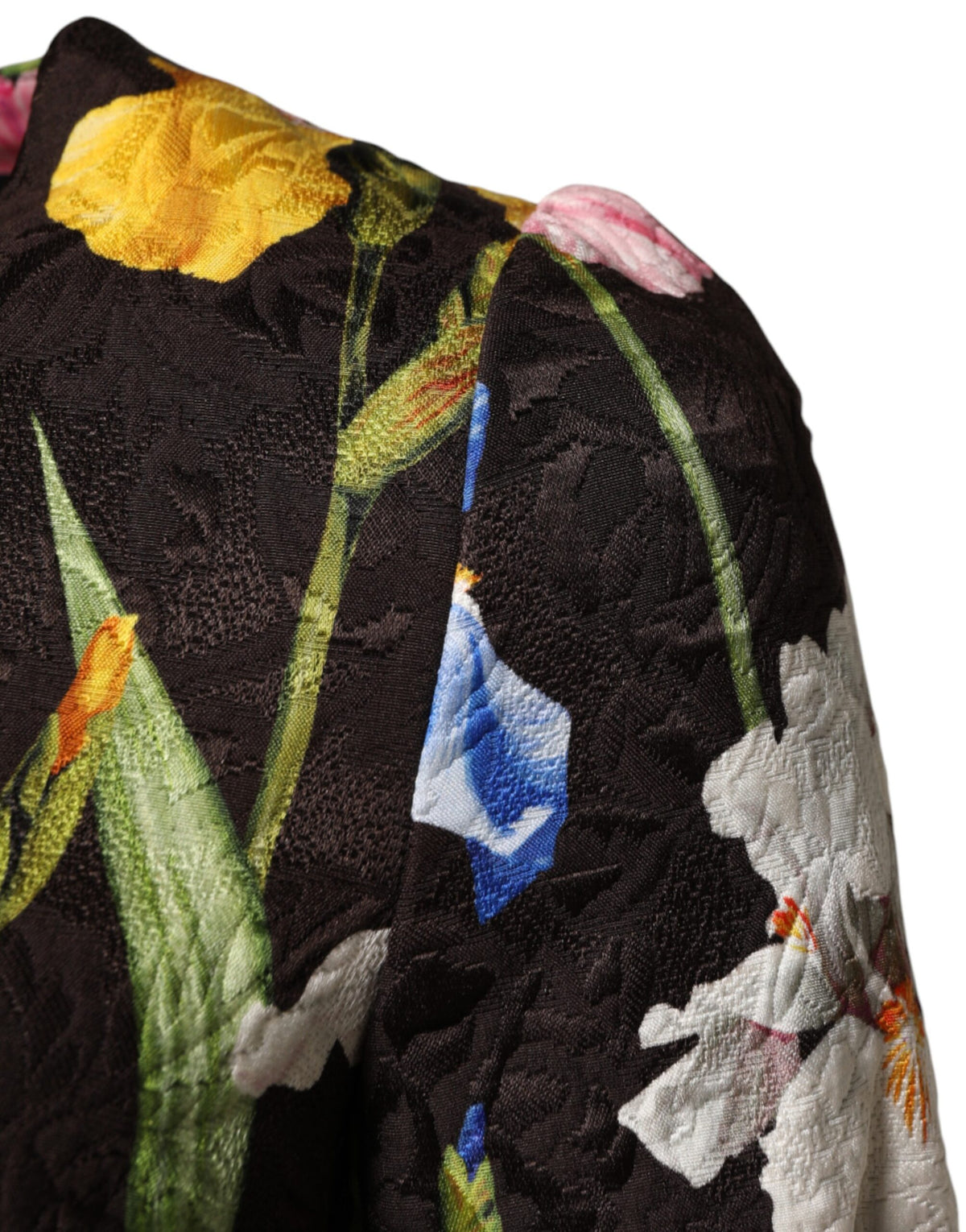 Dolce & Gabbana Black Floral Brocade A-line Mini Dress