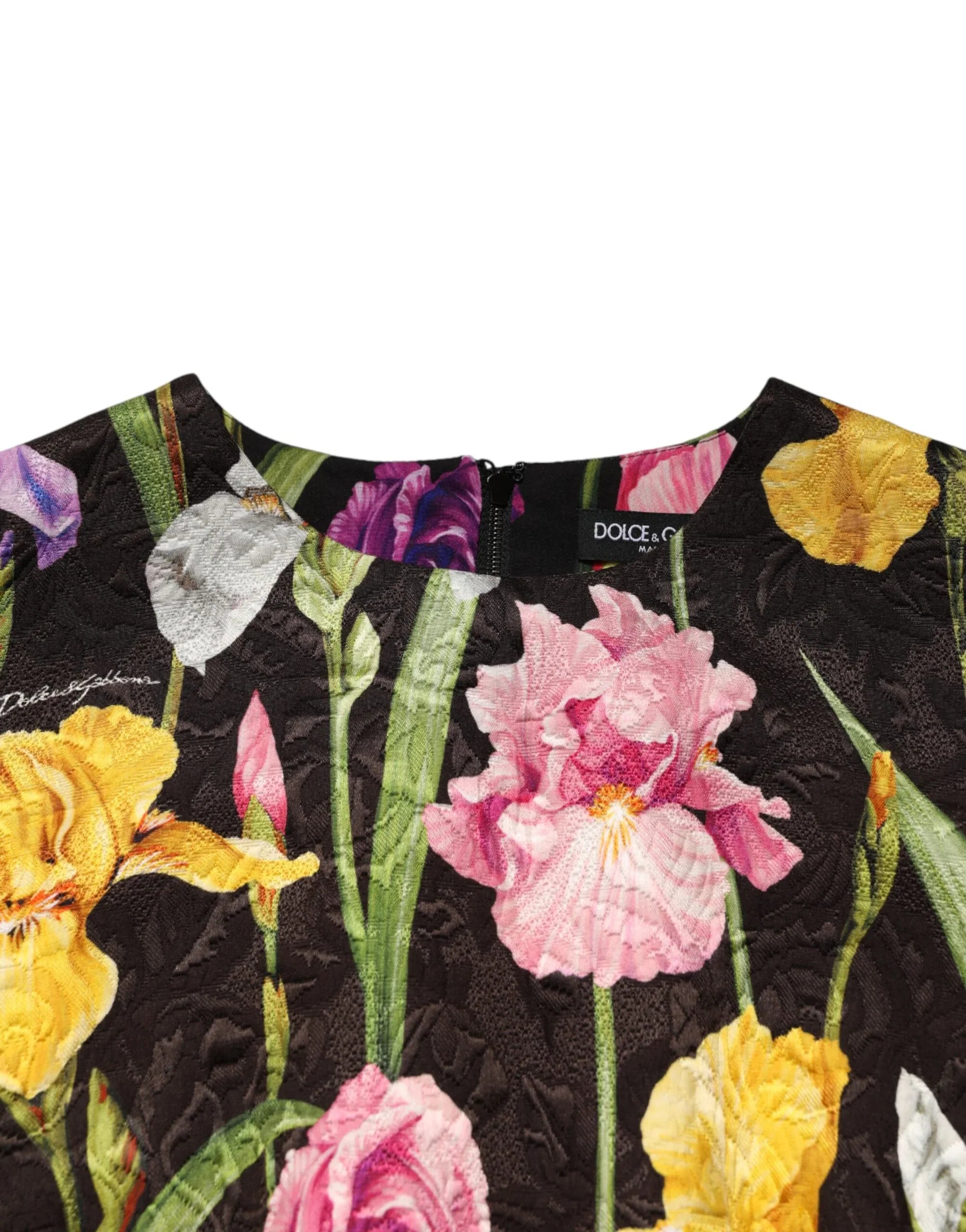 Dolce & Gabbana Black Floral Brocade A-line Mini Dress - Zeiniez
