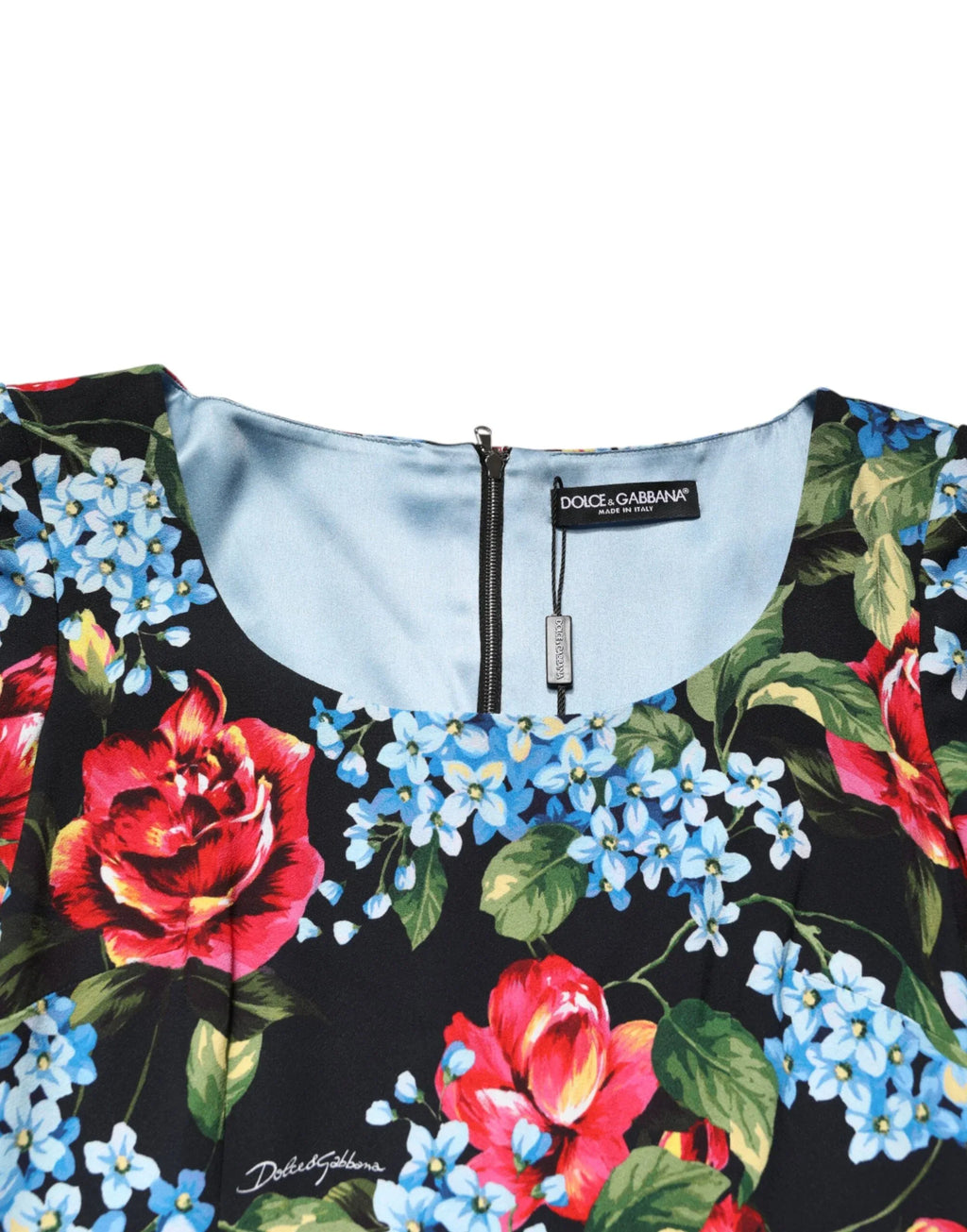 Dolce & Gabbana Black Floral Print Viscose Sheath Midi Dress - Zeiniez