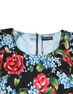 Dolce & Gabbana Black Floral Print Viscose Sheath Midi Dress - Zeiniez