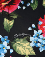 Dolce & Gabbana Black Floral Print Viscose Sheath Midi Dress - Zeiniez