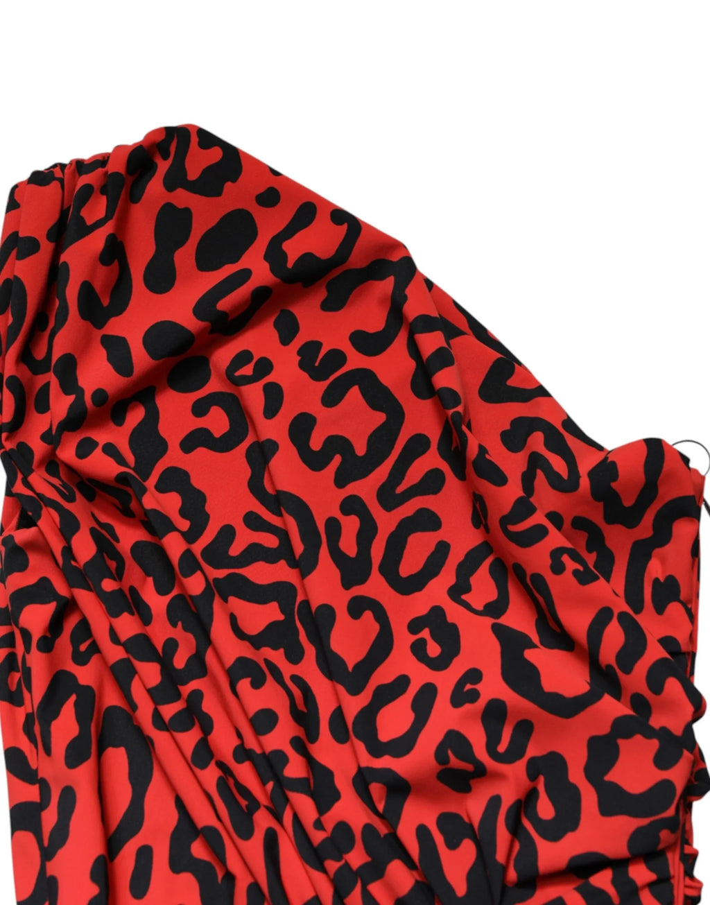 Dolce & Gabbana Red Leopard Print Nylon Sheath Midi Dress - Zeiniez