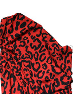 Dolce & Gabbana Red Leopard Print Nylon Sheath Midi Dress - Zeiniez