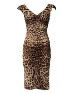 Dolce & Gabbana Brown Leopard Sleeveless Sheath Midi Dress - Zeiniez
