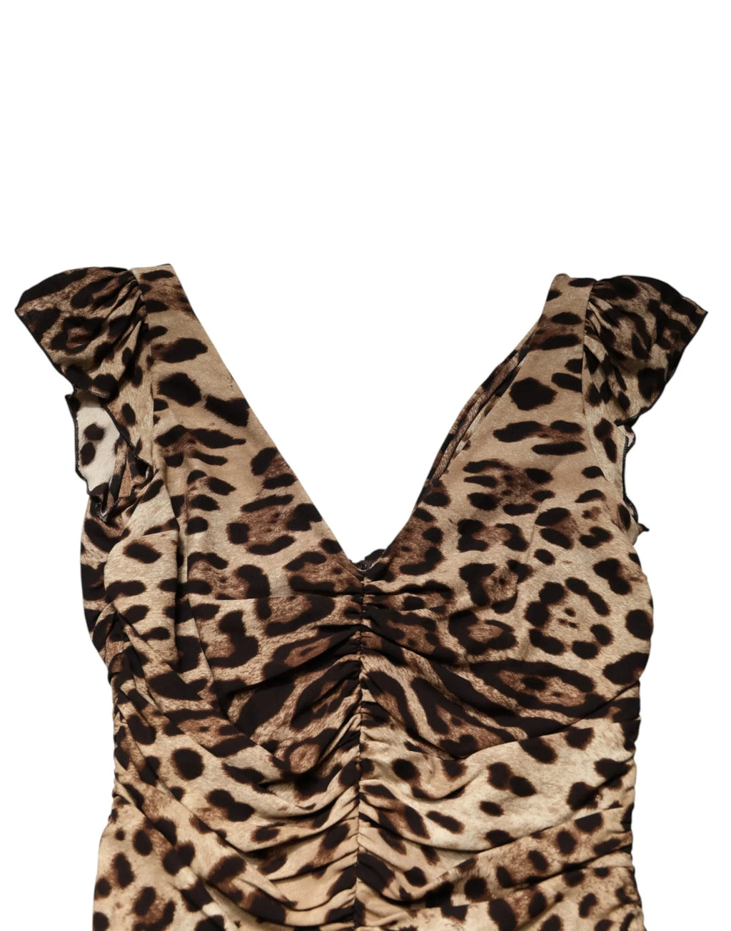 Dolce & Gabbana Brown Leopard Sleeveless Sheath Midi Dress - Zeiniez