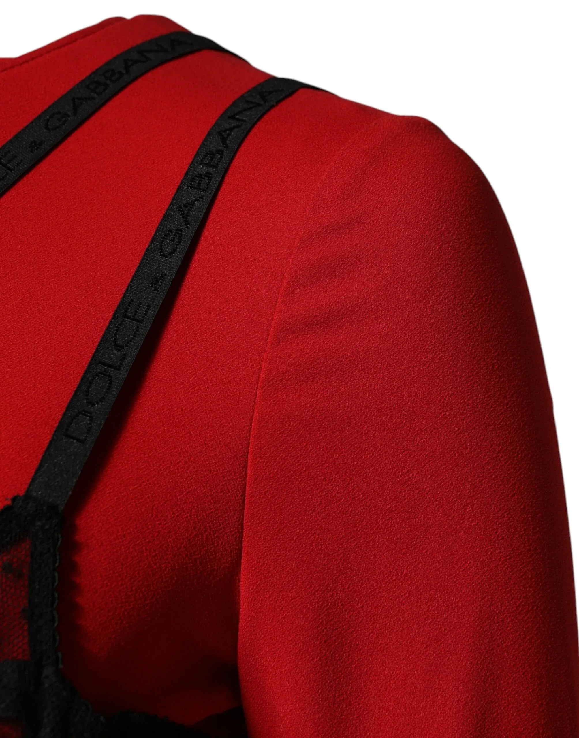 Dolce & Gabbana Black Red Contrasting Bra Cady Midi Dress - Zeiniez