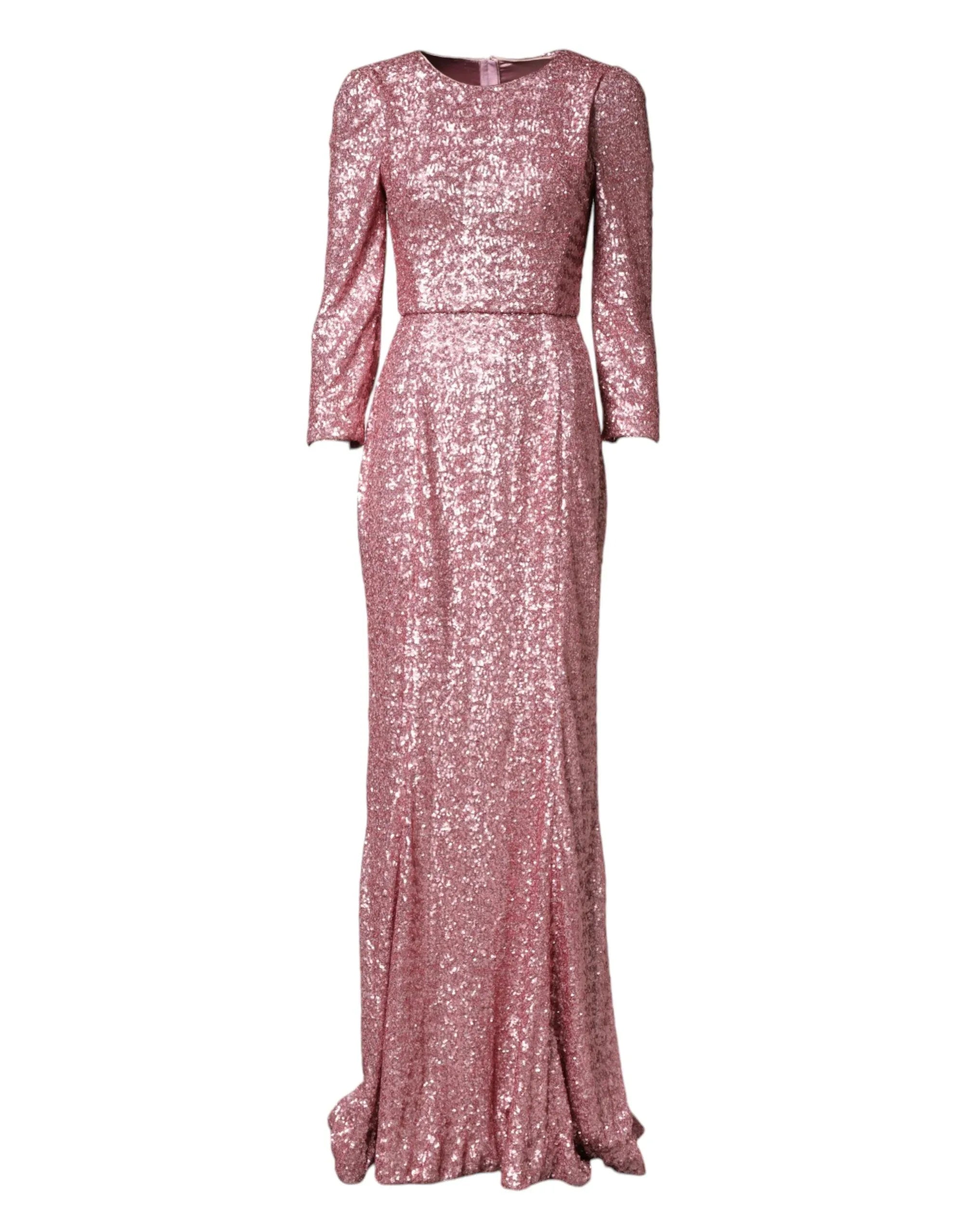 Dolce & Gabbana Pink Sequinned Mermaid Long Gown Dress - Zeiniez