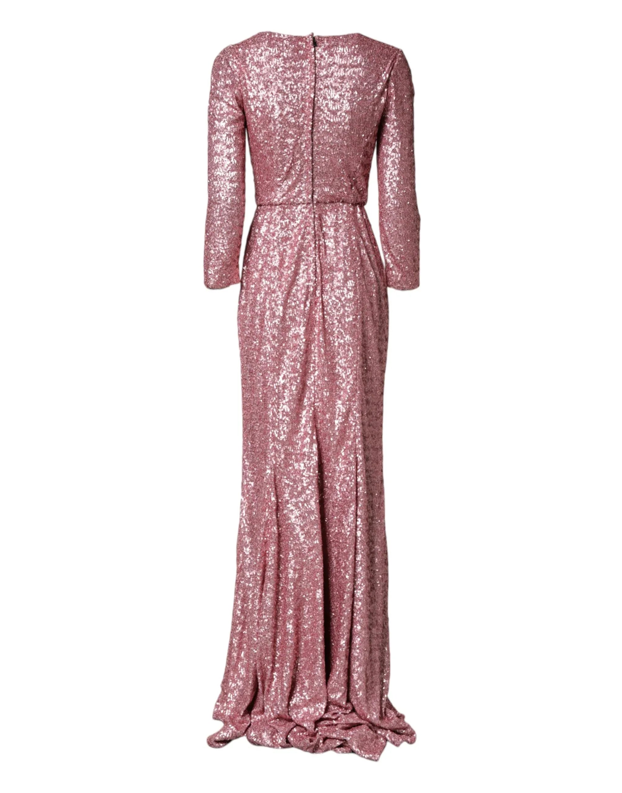 Dolce & Gabbana Pink Sequinned Mermaid Long Gown Dress - Zeiniez