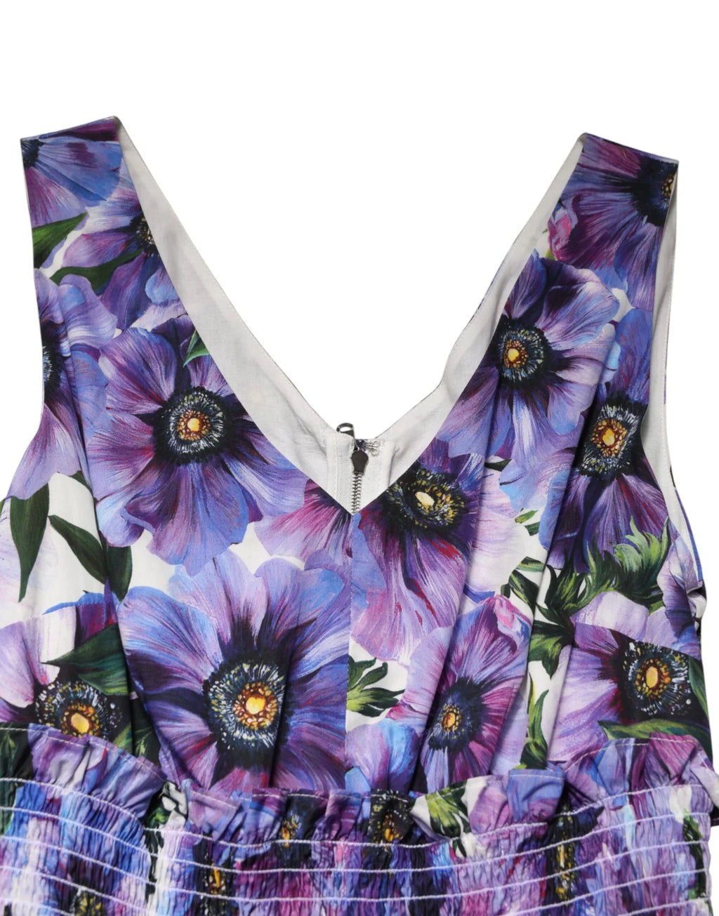 Dolce & Gabbana Purple Anemone Print Pleated Midi Dress - Zeiniez