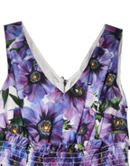 Dolce & Gabbana Purple Anemone Print Pleated Midi Dress - Zeiniez