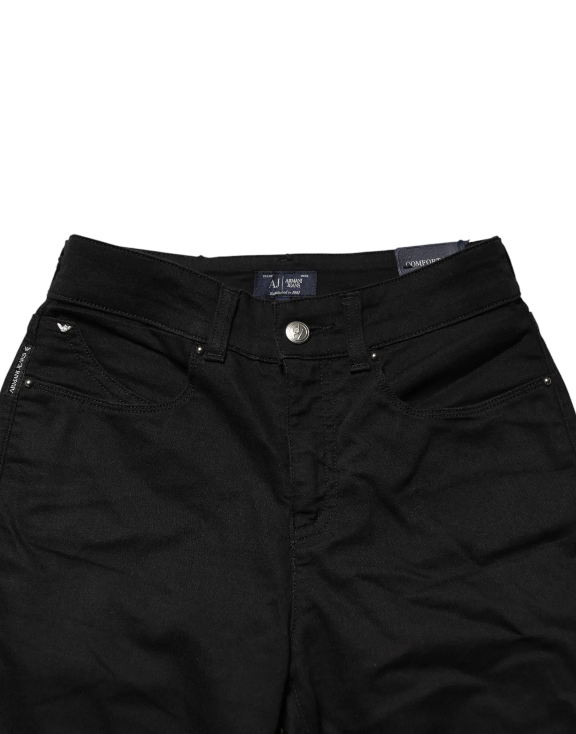 Armani Jeans Black Mid Waist Cotton Stretch Skinny Denim Jeans - Zeiniez