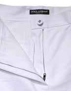 Dolce & Gabbana White Cotton High Waist WideLeg Cropped Pants - Zeiniez
