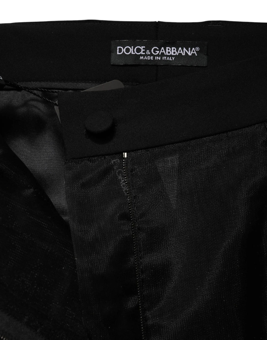 Dolce & Gabbana Black High Waist Tulle Wool Trouser Pants - Zeiniez
