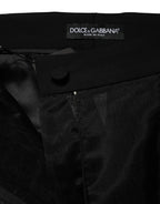 Dolce & Gabbana Black High Waist Tulle Wool Trouser Pants - Zeiniez