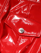 Dolce & Gabbana Red Glossy Polyester Cargo Boot Cut Pants - Zeiniez