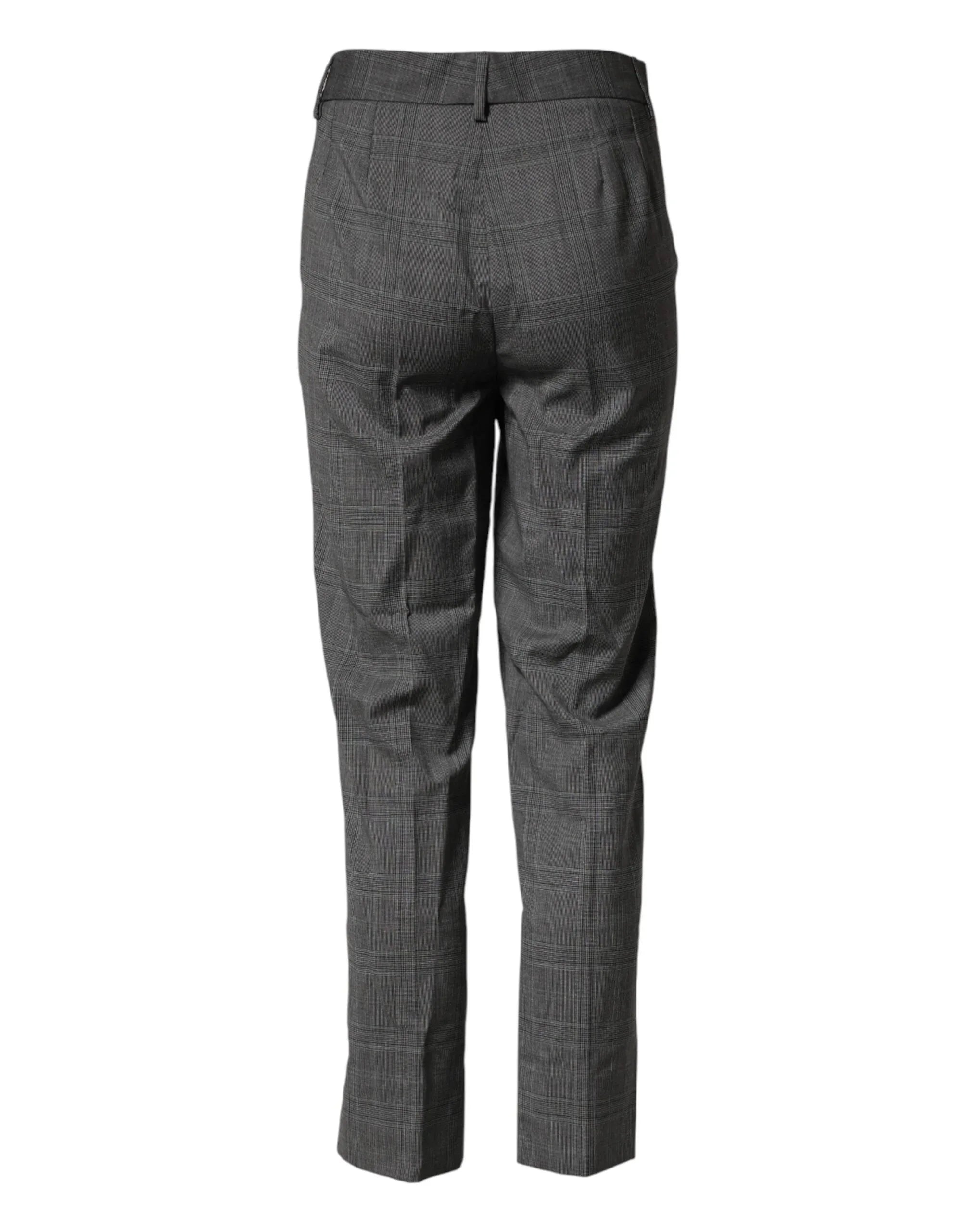 Dolce & Gabbana Dark Gray Check Tartan VirginWool Dress Pants - Zeiniez