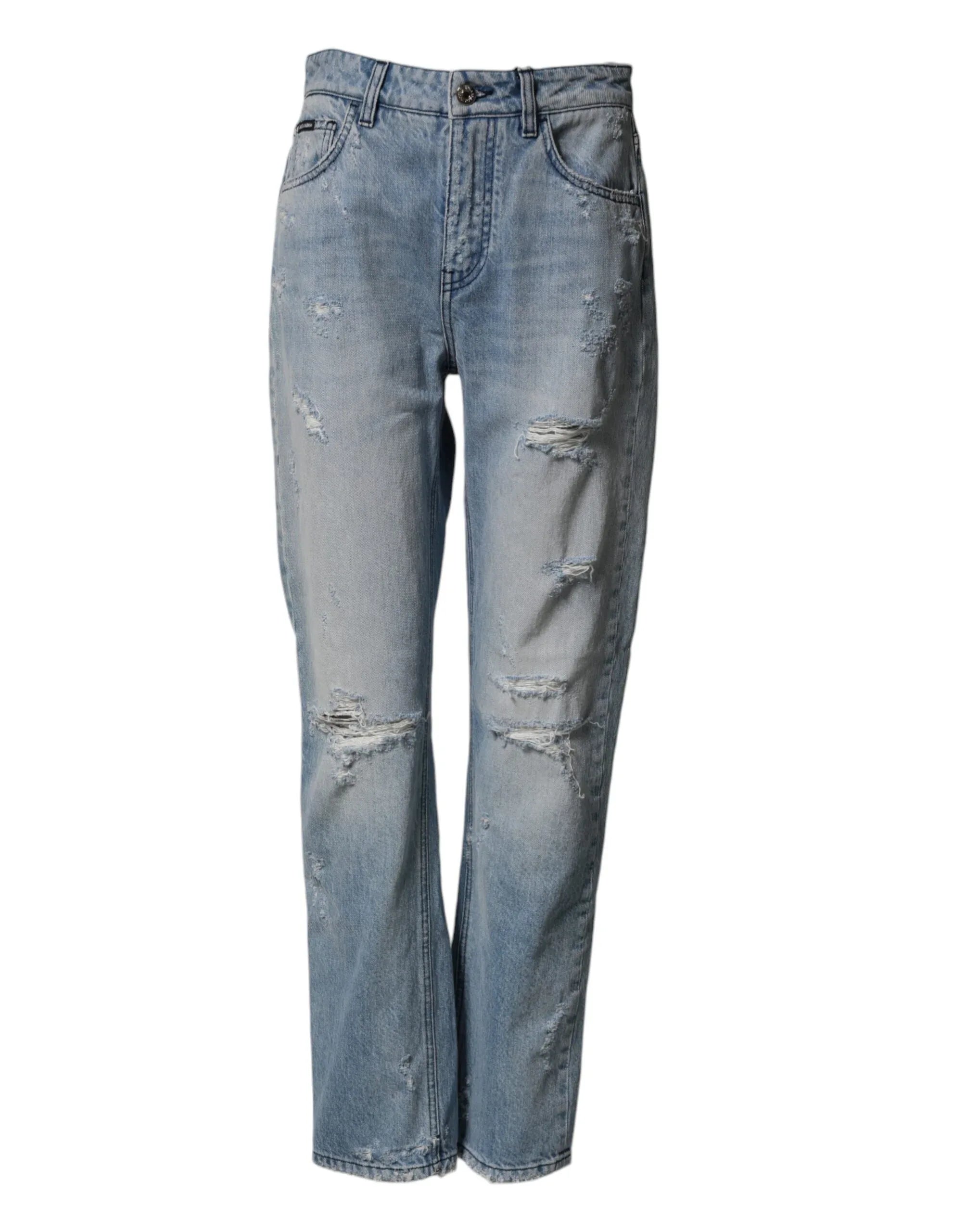Dolce & Gabbana LightBlue Ripped Washed BOYFRIEND Denim Jeans - Zeiniez