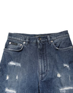 Dolce & Gabbana Blue Distressed Washed Logo GRACE Denim Jeans - Zeiniez