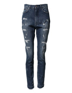 Dolce & Gabbana Blue Distressed Washed Logo GRACE Denim Jeans - Zeiniez