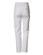 Dolce & Gabbana White Distressed Cotton BOYFRIEND Denim Jeans - Zeiniez