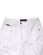 Dolce & Gabbana White Distressed Cotton BOYFRIEND Denim Jeans - Zeiniez