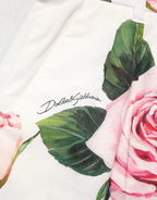 Dolce & Gabbana White Floral Print High Waist Hotpants Short - Zeiniez