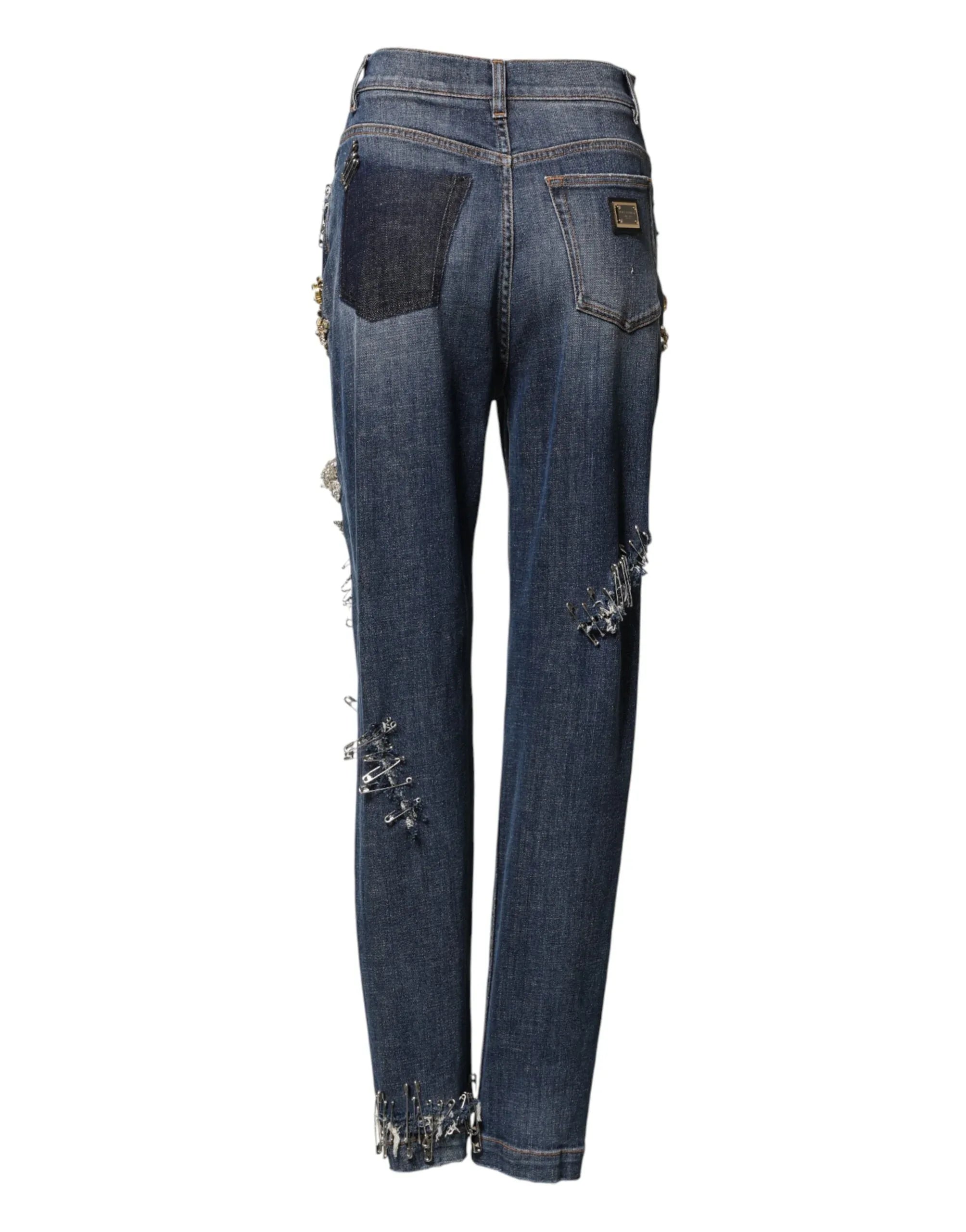 Dolce & Gabbana Blue Cotton Rhinestone Embellish Denim Jeans - Zeiniez