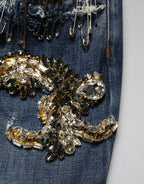 Dolce & Gabbana Blue Cotton Rhinestone Embellish Denim Jeans - Zeiniez