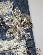 Dolce & Gabbana Blue Cotton Rhinestone Embellish Denim Jeans - Zeiniez