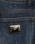 Dolce & Gabbana Blue Cotton Rhinestone Embellish Denim Jeans - Zeiniez