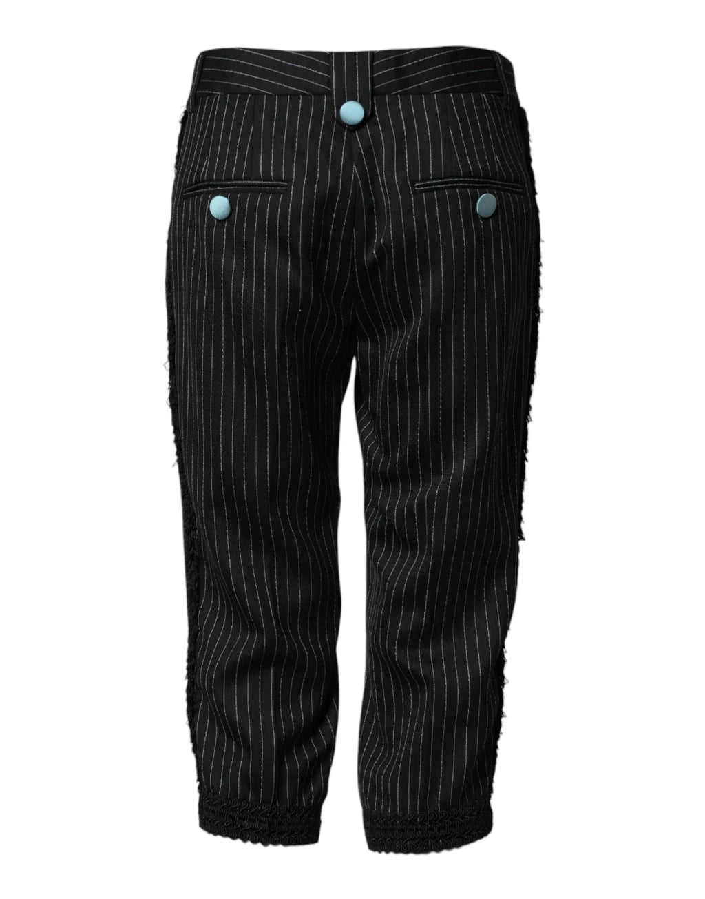 Dolce & Gabbana Black Wool Stripes Cropped Trouser Pants - Zeiniez