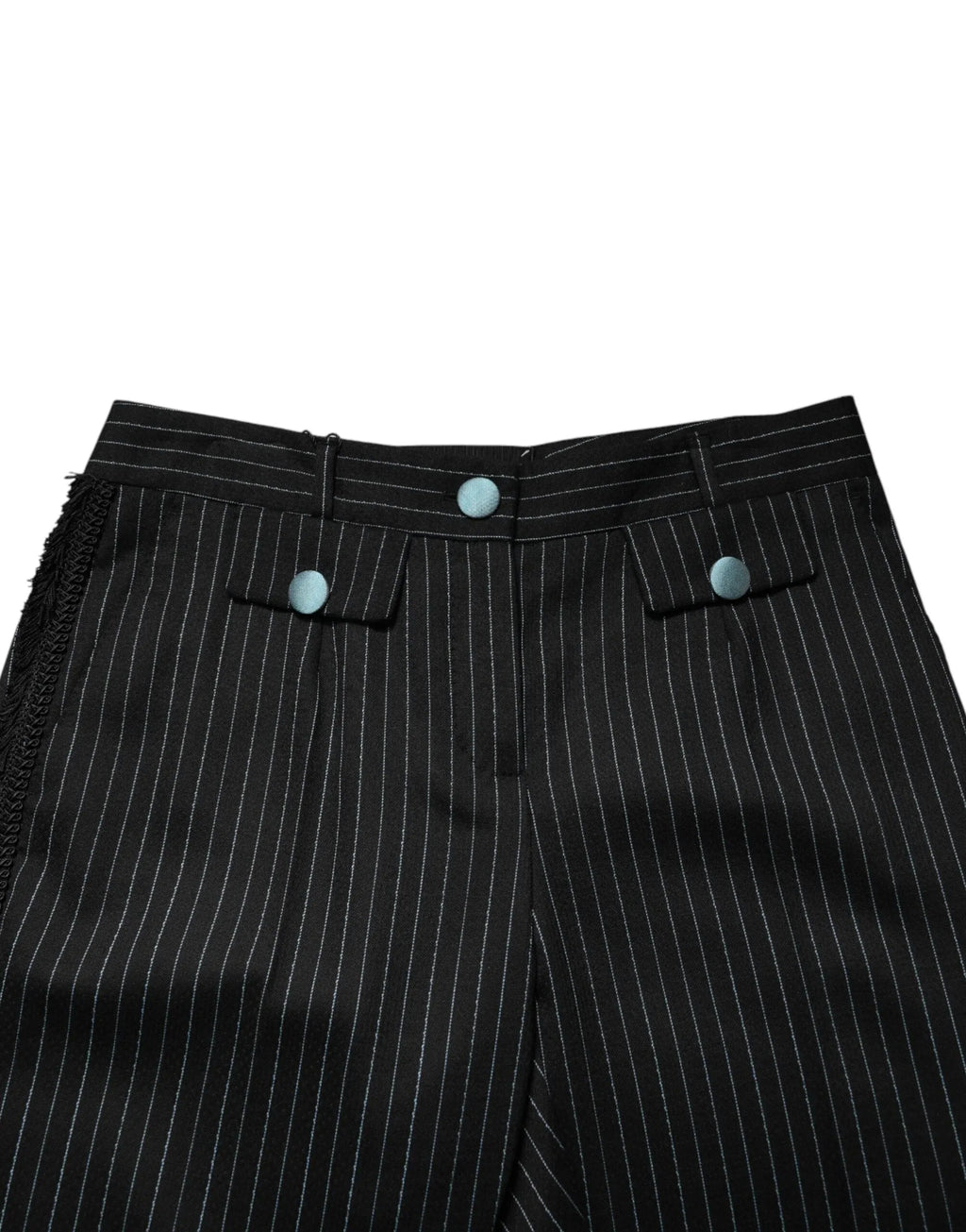 Dolce & Gabbana Black Wool Stripes Cropped Trouser Pants - Zeiniez