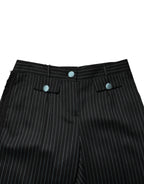 Dolce & Gabbana Black Wool Stripes Cropped Trouser Pants - Zeiniez