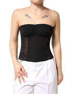 Dolce & Gabbana Black Silk Lace Bustier Corset Strapless Top - Zeiniez
