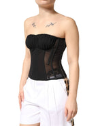 Dolce & Gabbana Black Silk Lace Bustier Corset Strapless Top - Zeiniez