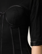 Dolce & Gabbana Black Cotton Bustier Corset Short Sleeves T-shirt - Zeiniez