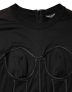 Dolce & Gabbana Black Cotton Bustier Corset Short Sleeves T-shirt - Zeiniez