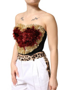 Dolce & Gabbana Black Gold Heart Bustier Corset Tinsel Top - Zeiniez