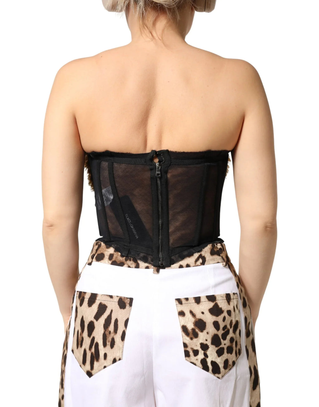 Dolce & Gabbana Black Gold Heart Bustier Corset Tinsel Top - Zeiniez