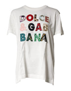 Dolce & Gabbana White Logo Crew Neck Short Sleeves T-shirt - Zeiniez