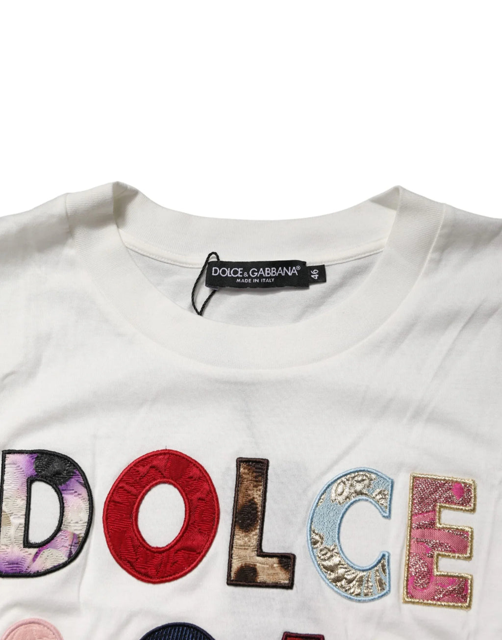 Dolce & Gabbana White Logo Crew Neck Short Sleeves T-shirt - Zeiniez