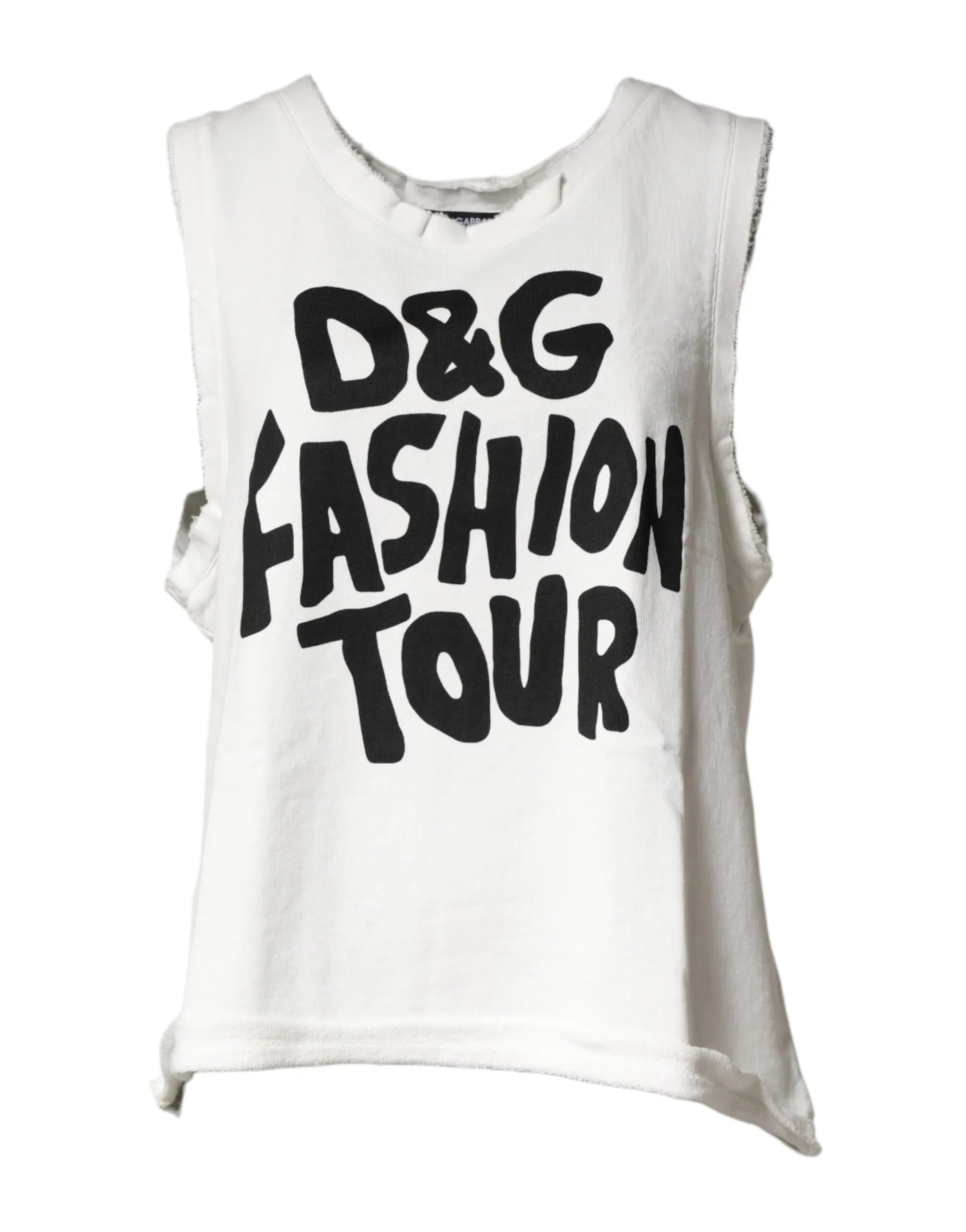 Dolce & Gabbana White Graphic CrewNeck Sleeveless Tank T-shirt - Zeiniez